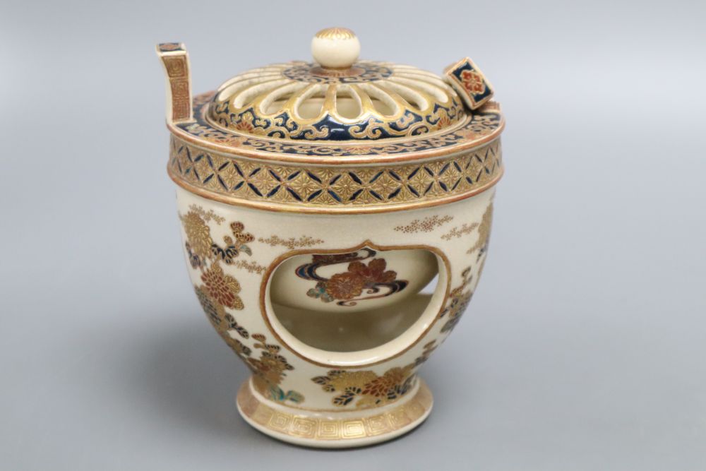 A Japanese Satsuma incense burner, height 16cm